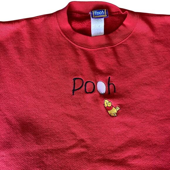 Vintage 90's POOH 100 ACRE COLLECTION Women's Red Crewneck Sweatshirt L - Picture 3 of 7